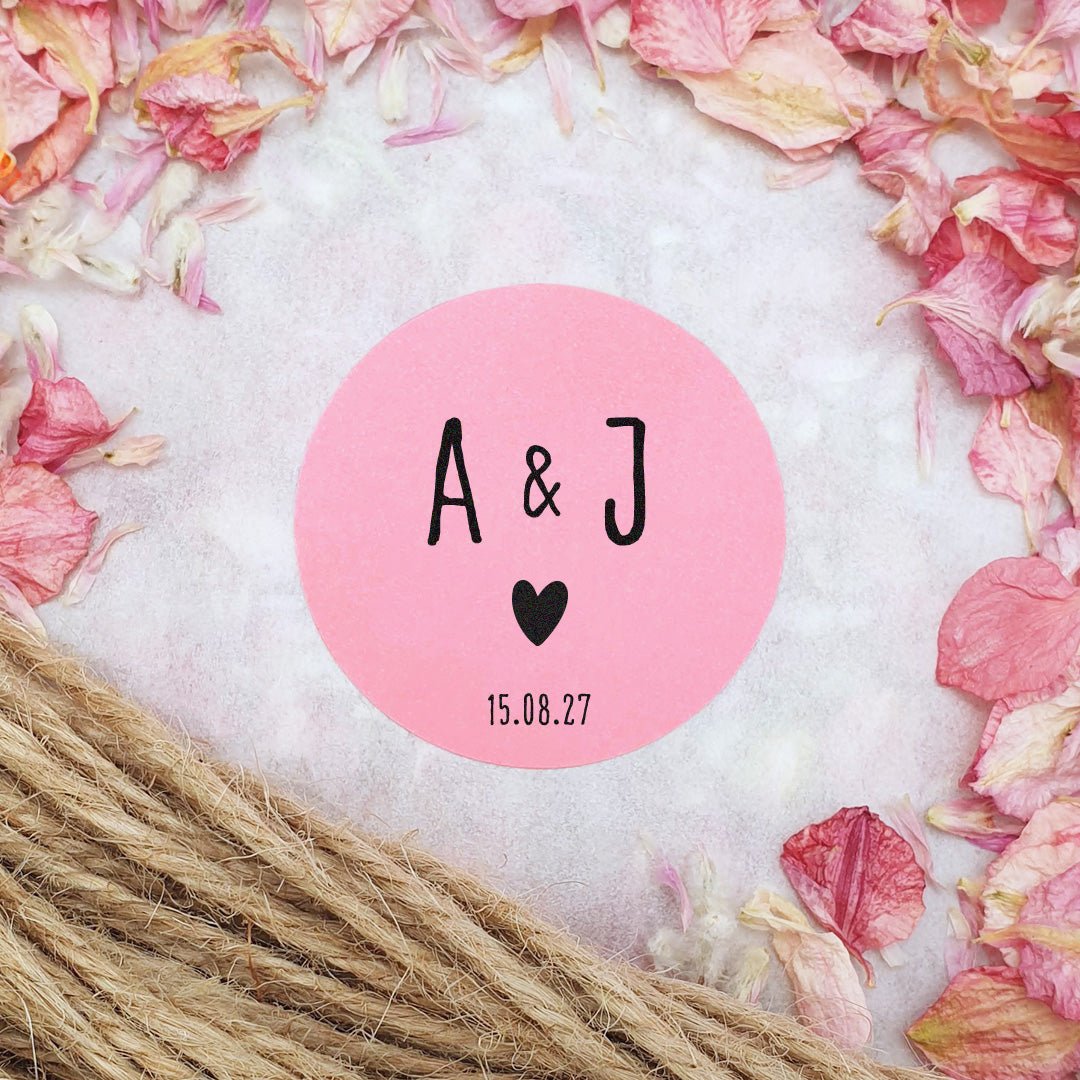Pink Personalised Stickers - Initials Design 6 | Confetti Bee