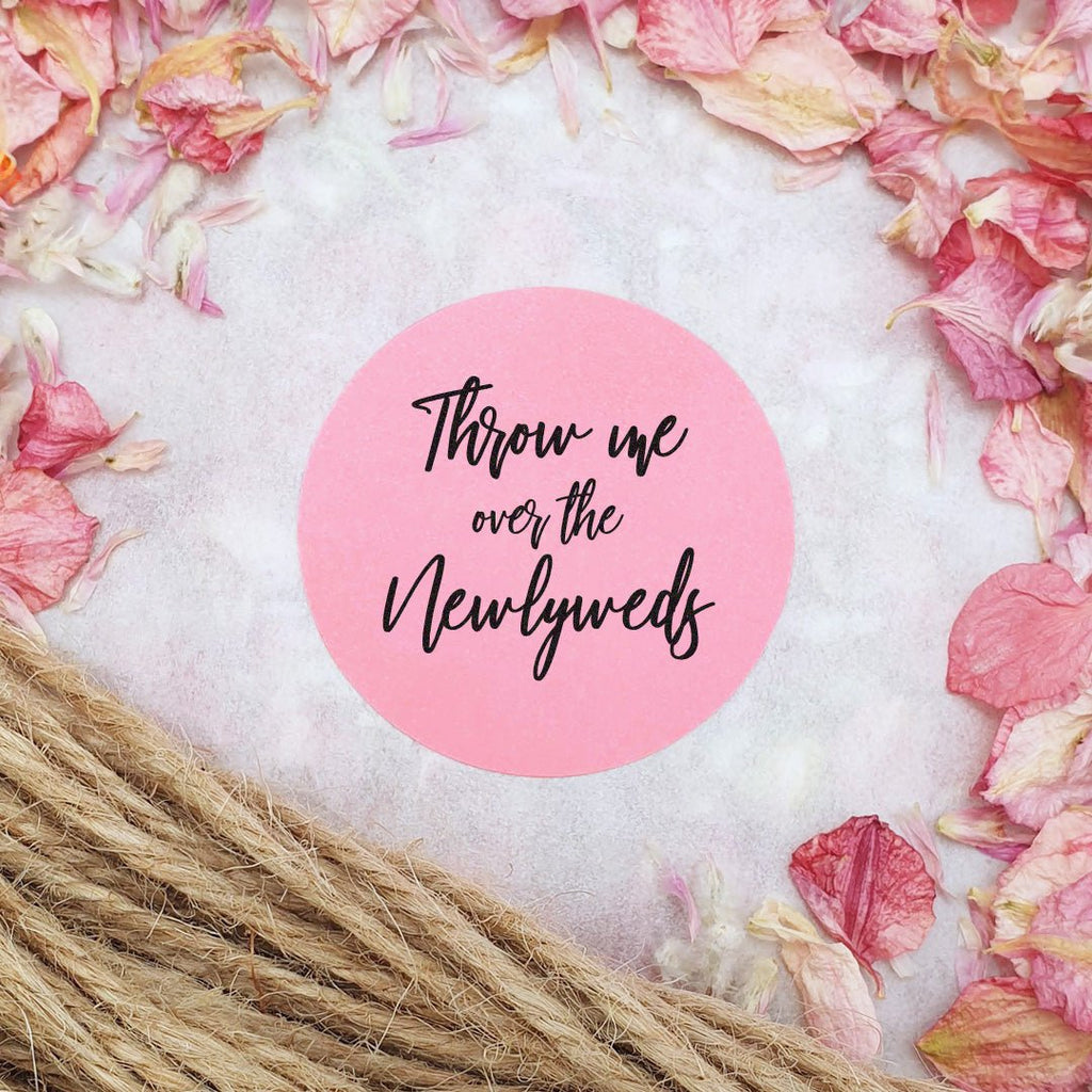 Pink Stickers - Throw Me Over The Newlyweds Design 1 - Confetti Bee