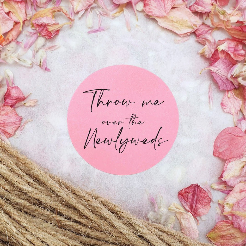 Pink Stickers - Throw Me Over The Newlyweds Design 2 - Confetti Bee