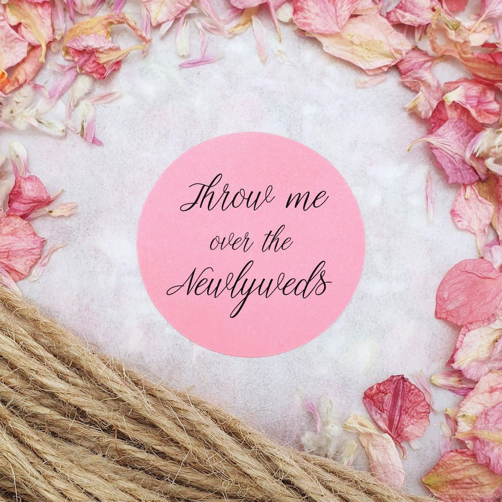 Pink Stickers - Throw Me Over The Newlyweds Design 4 - Confetti Bee