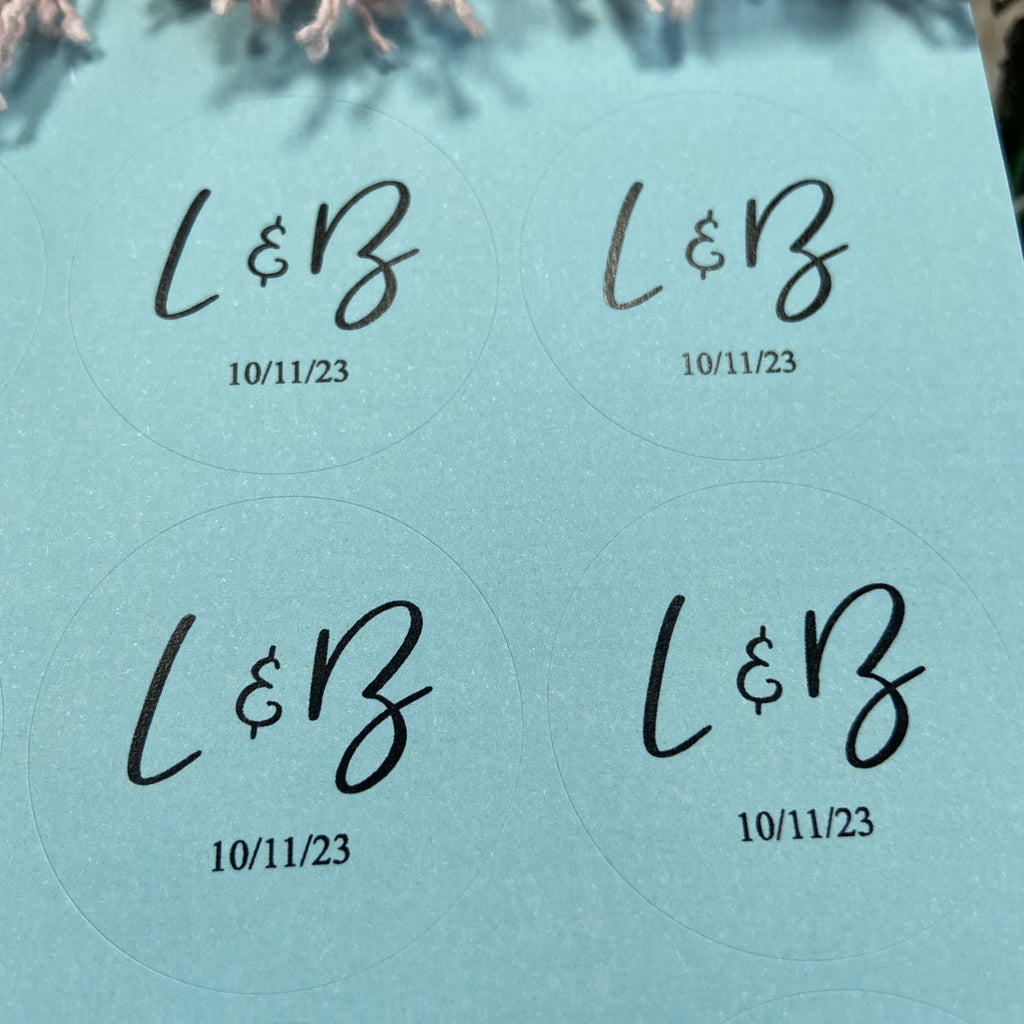 Blue Personalised Stickers - Initials Design 3 - Confetti Bee