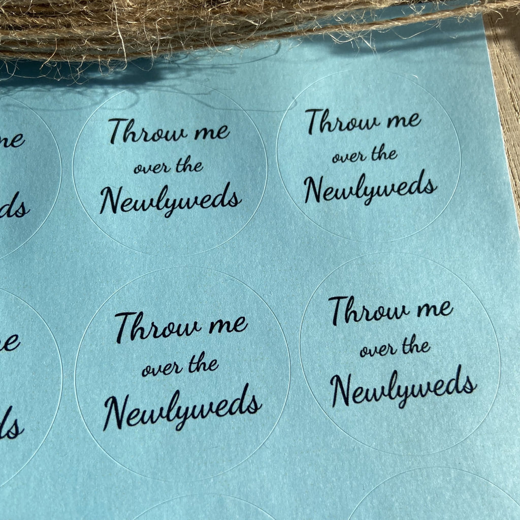 Blue Stickers - Throw Me Over The Newlyweds Design 5 - Confetti Bee