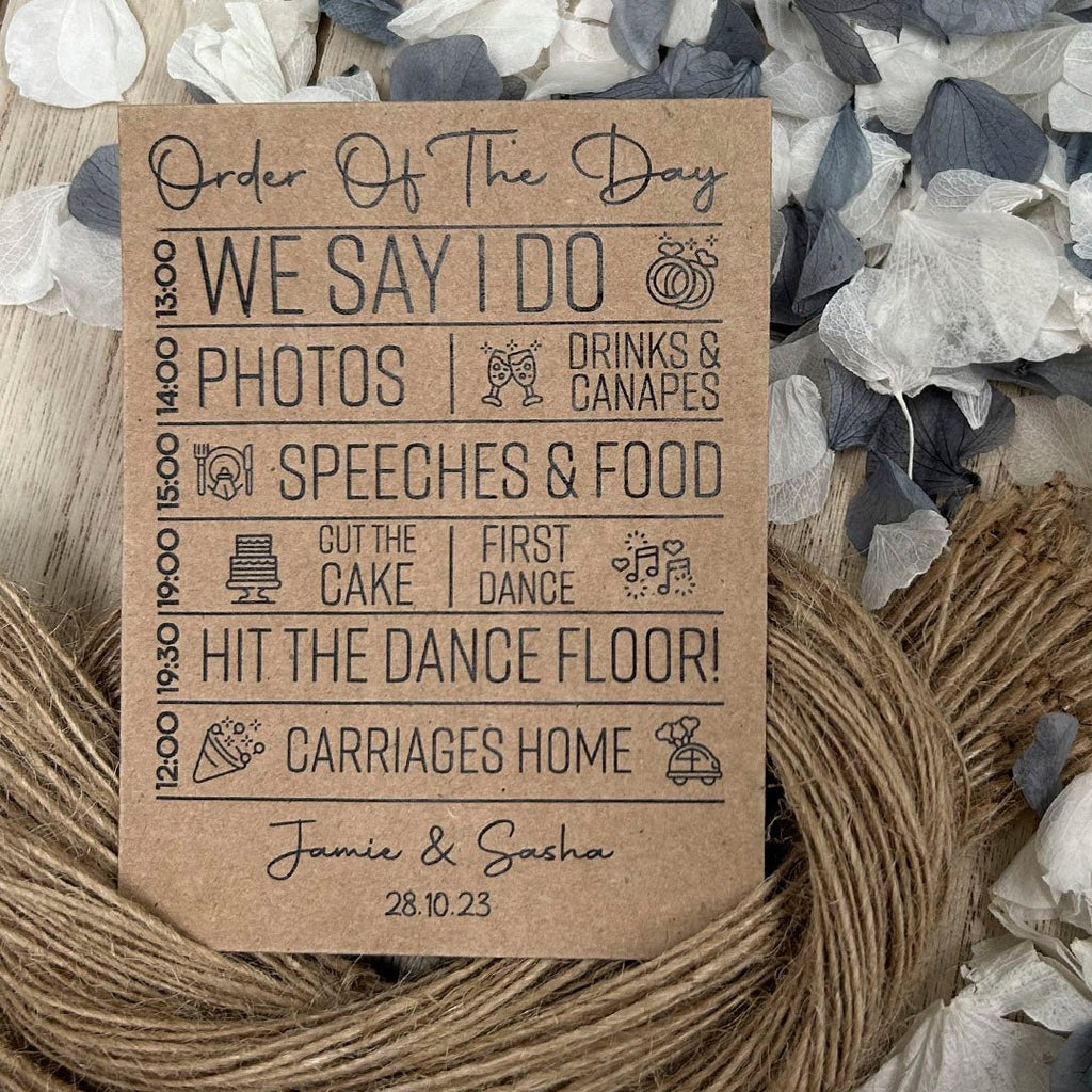 Confetti Kraft Brown Packets - Order Of The Day Design 1 - Confetti Bee