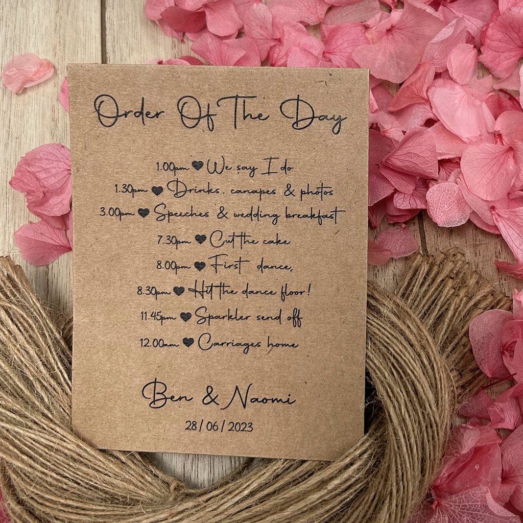 Confetti Kraft Brown Packets - Order Of The Day Heart Design 2 - Confetti Bee