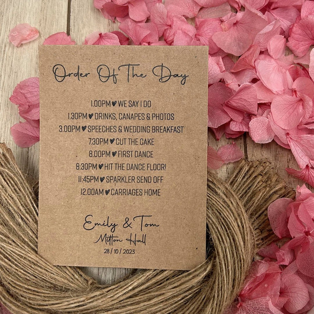 Confetti Kraft Brown Packets - Order Of The Day Heart Design 4 - Confetti Bee