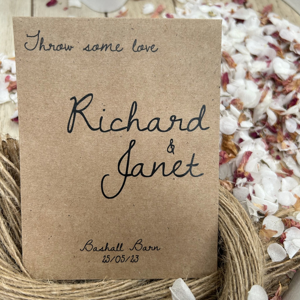 Confetti Kraft Brown Packets - Place Name Design 2 - Confetti Bee