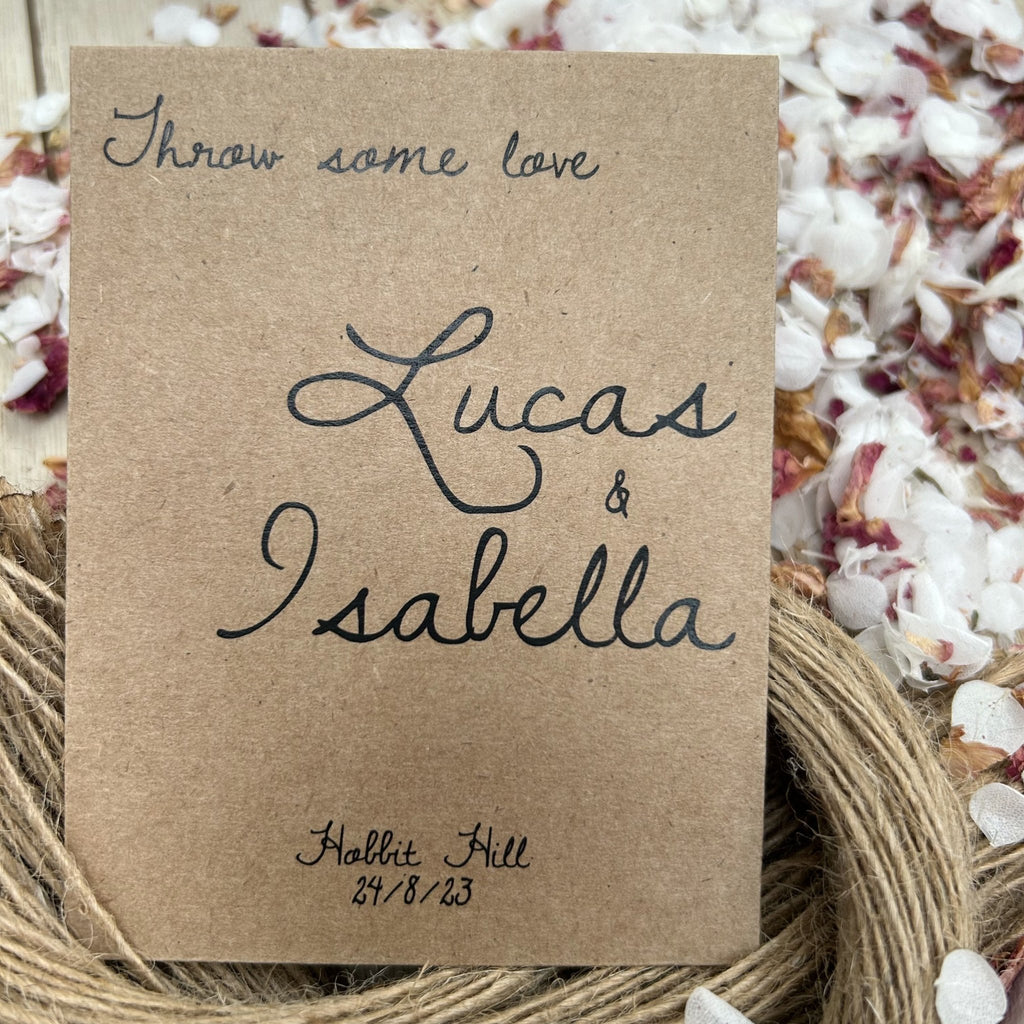 Confetti Kraft Brown Packets - Place Name Design 5 - Confetti Bee
