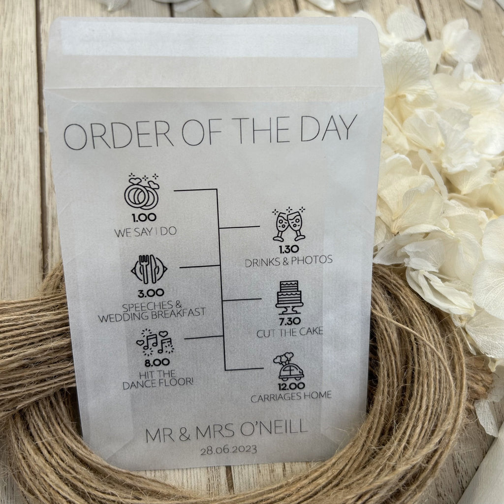 Confetti Packets - Order Of The Day Design 2 - Confetti Bee