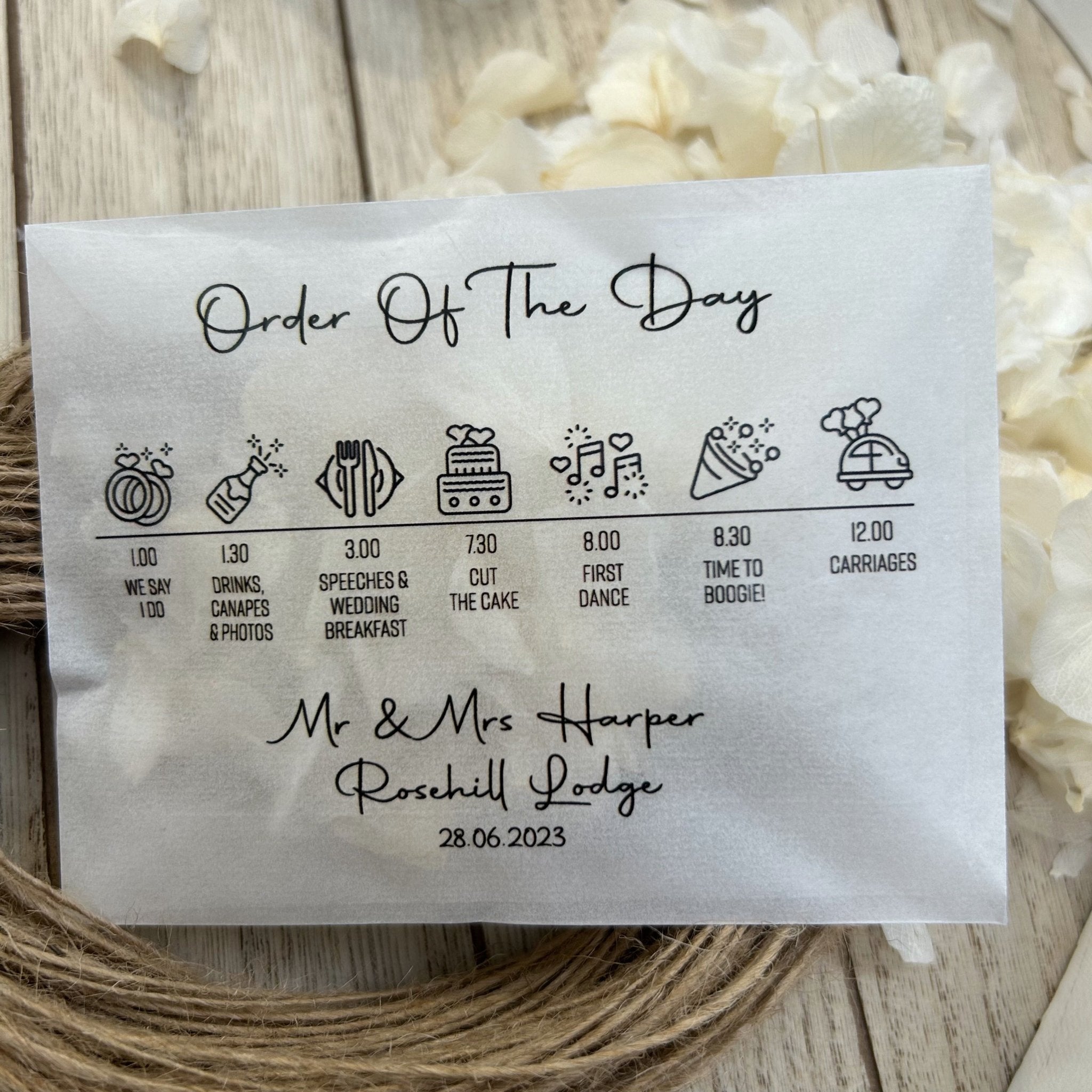 Order Packet Confetti Packets - Order Of The Day Design 3 | Confetti Bee