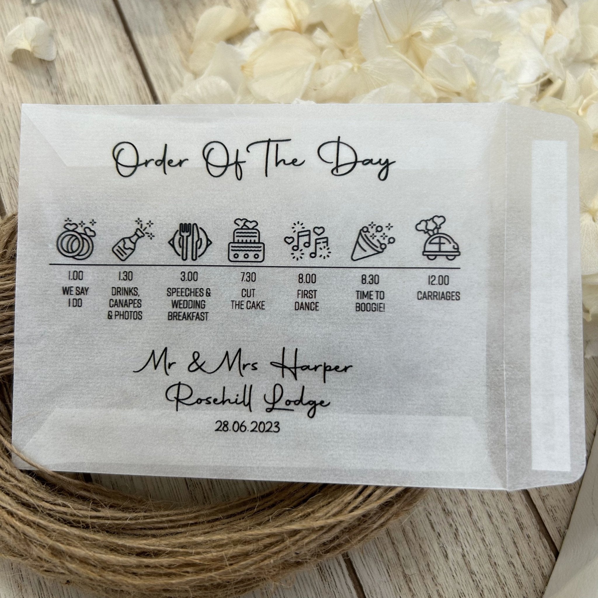 Order Packet Confetti Packets - Order Of The Day Design 3 | Confetti Bee