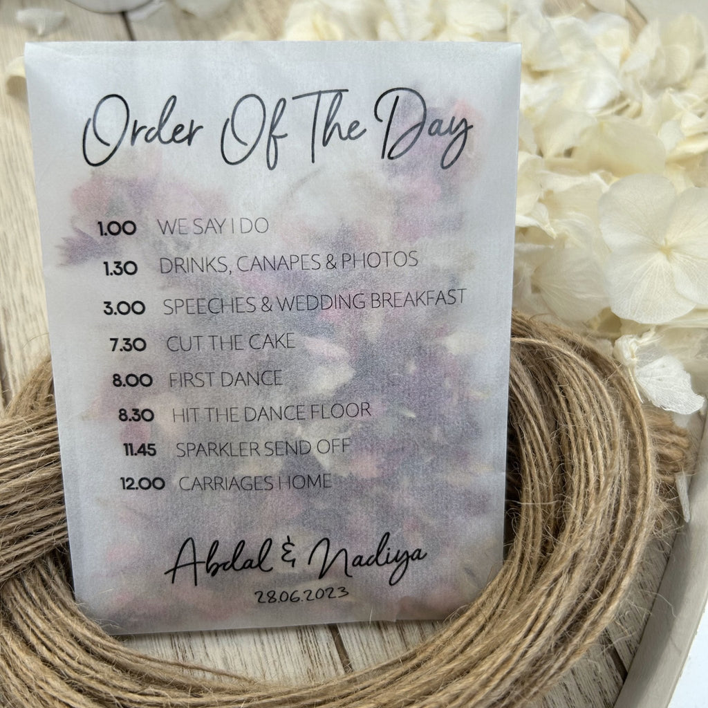 Confetti Packets - Order Of The Day Design 4 - Confetti Bee