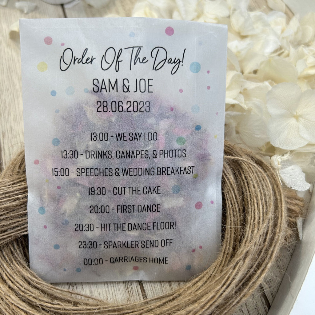 Confetti Packets - Order Of The Day Design 5 - Confetti Bee