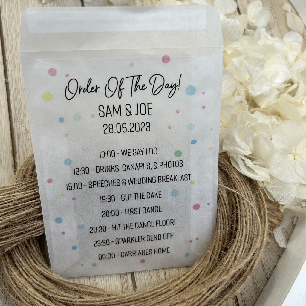 Confetti Packets - Order Of The Day Design 5 - Confetti Bee