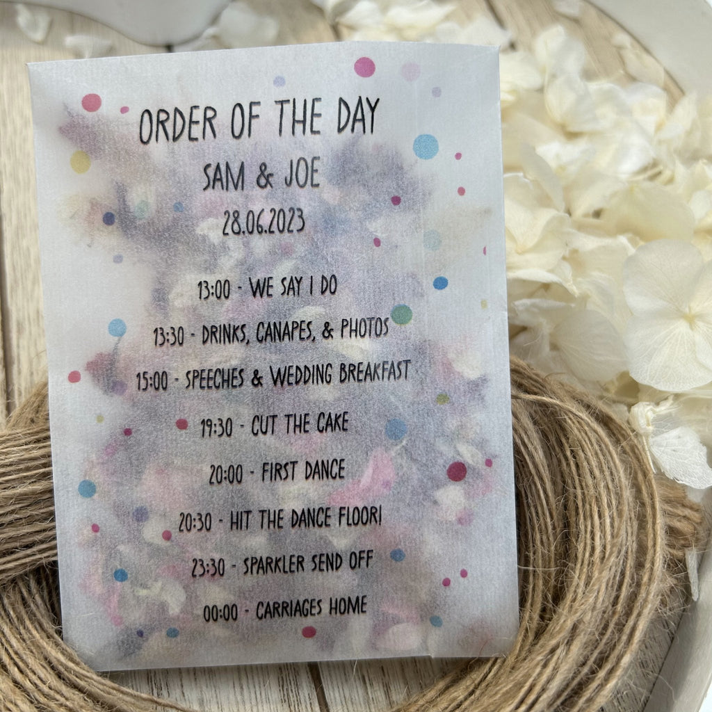 Confetti Packets - Order Of The Day Design 6 - Confetti Bee