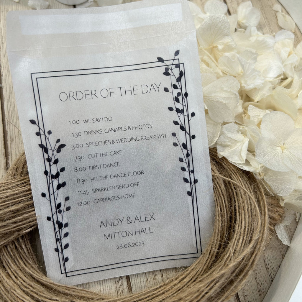 Order Packet Order Of The Day Confetti Packets | Confetti Bags - Confettibee.co.uk ...