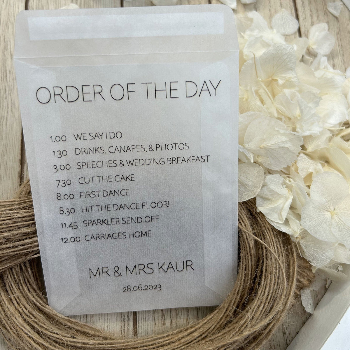 Order Packet Confetti Packets - Order Of The Day Design 9 | Confetti Bee