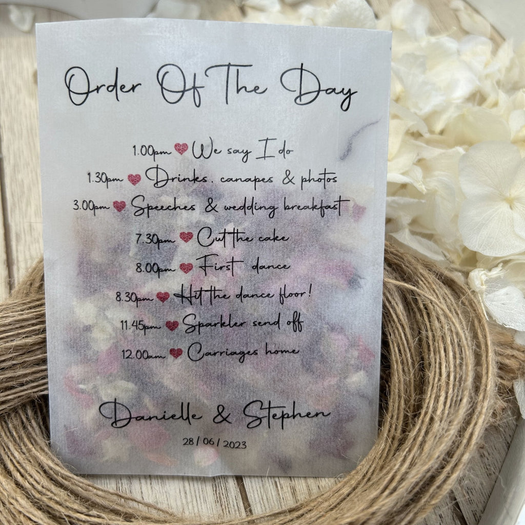 Confetti Packets - Order Of The Day Heart Design 3 - Confetti Bee