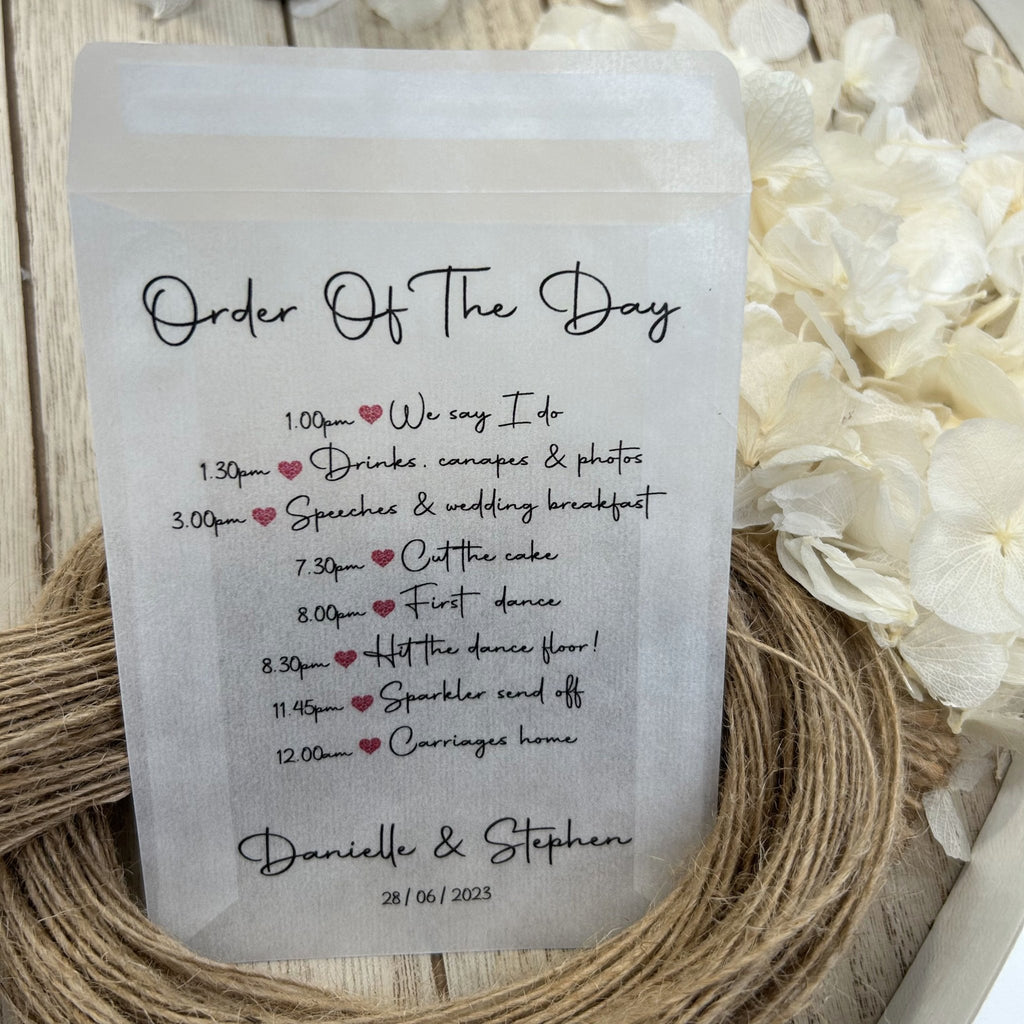 Confetti Packets - Order Of The Day Heart Design 3 - Confetti Bee