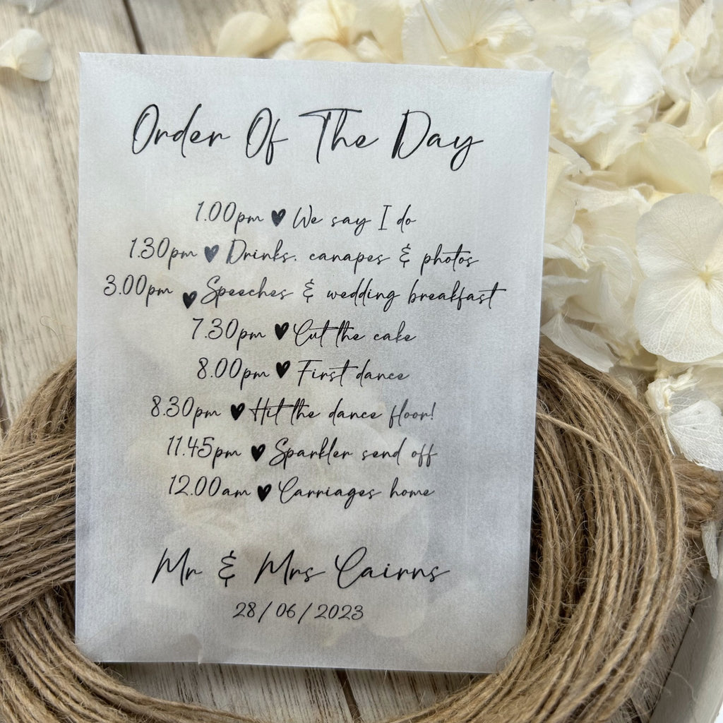 Confetti Packets - Order Of The Day Heart Design 4 - Confetti Bee