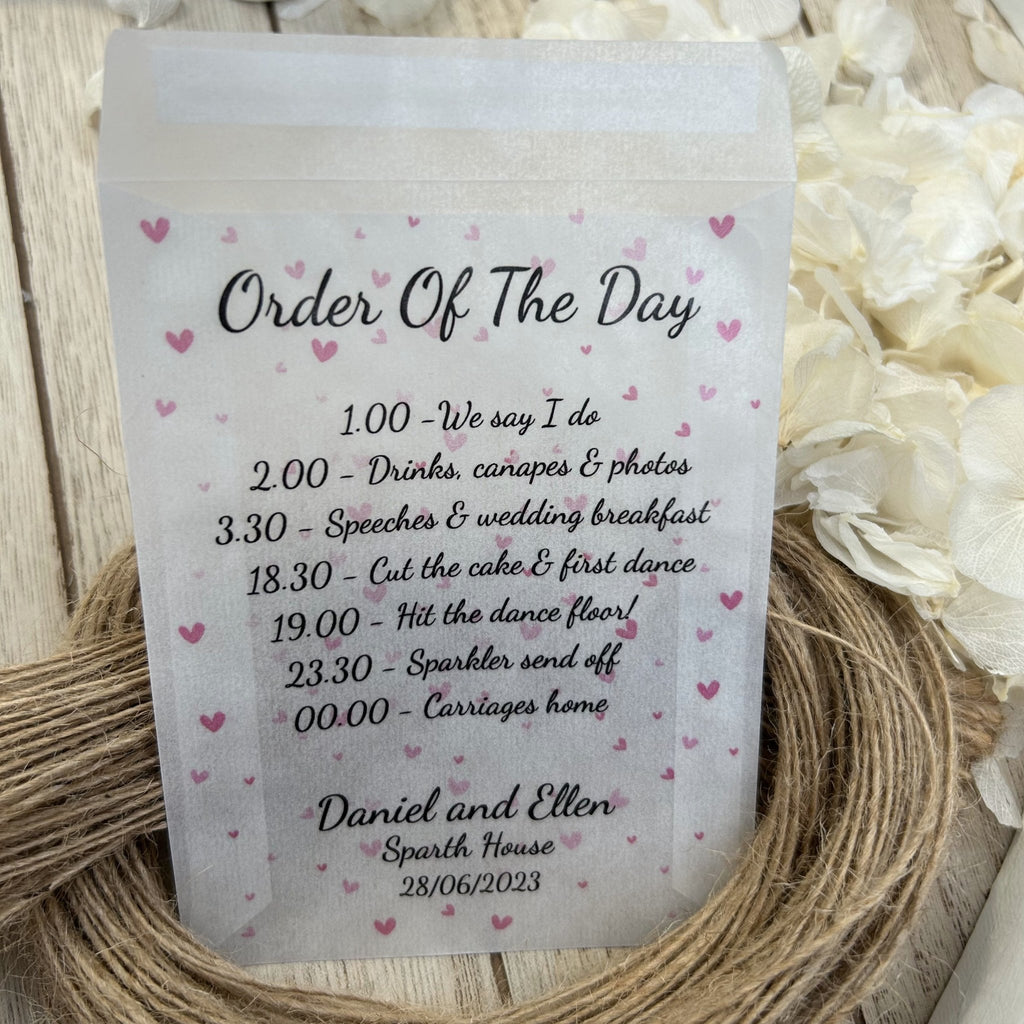 Confetti Packets - Order Of The Day Heart Design 6 - Confetti Bee