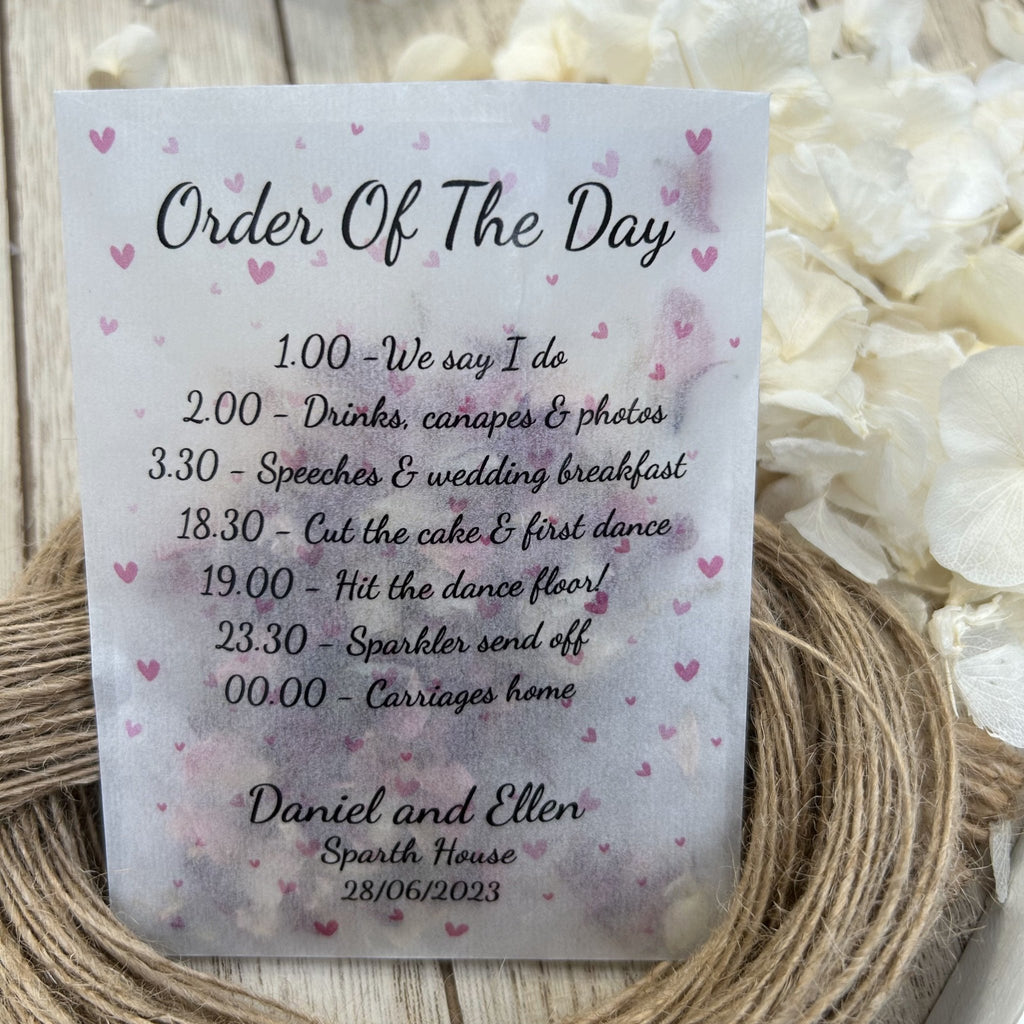 Confetti Packets - Order Of The Day Heart Design 6 - Confetti Bee