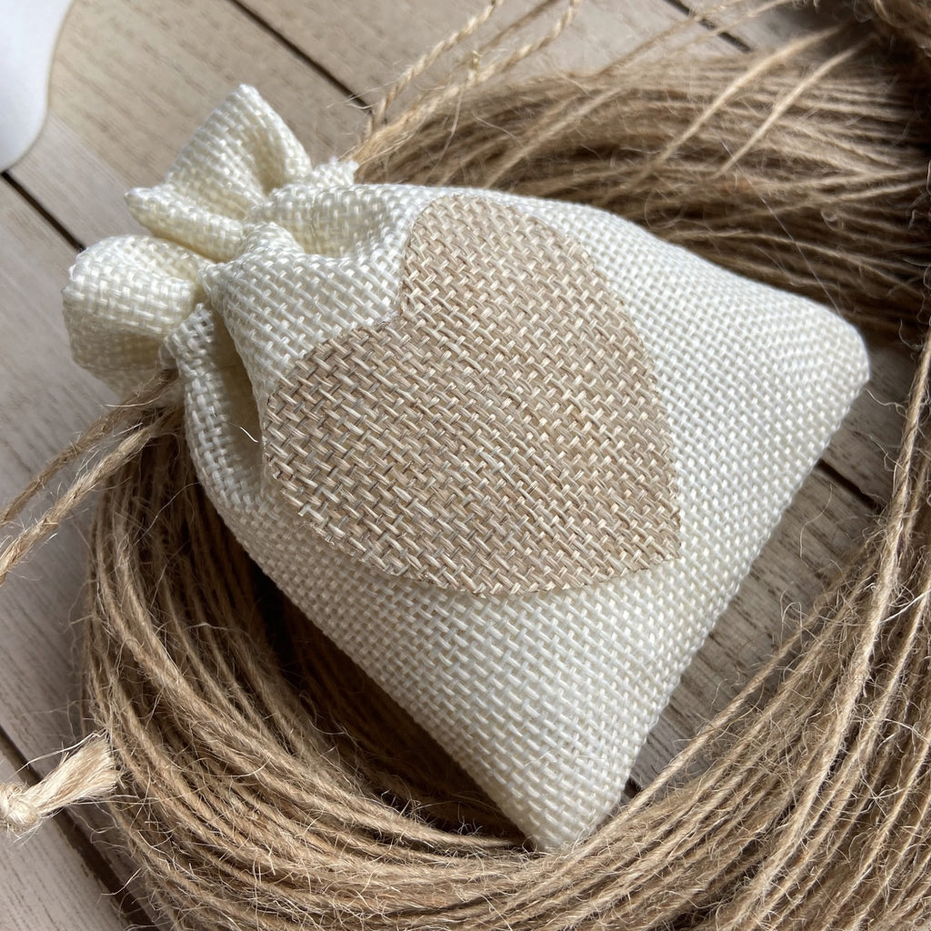 Cream Heart Hessian Confetti Bag - Confetti Bee