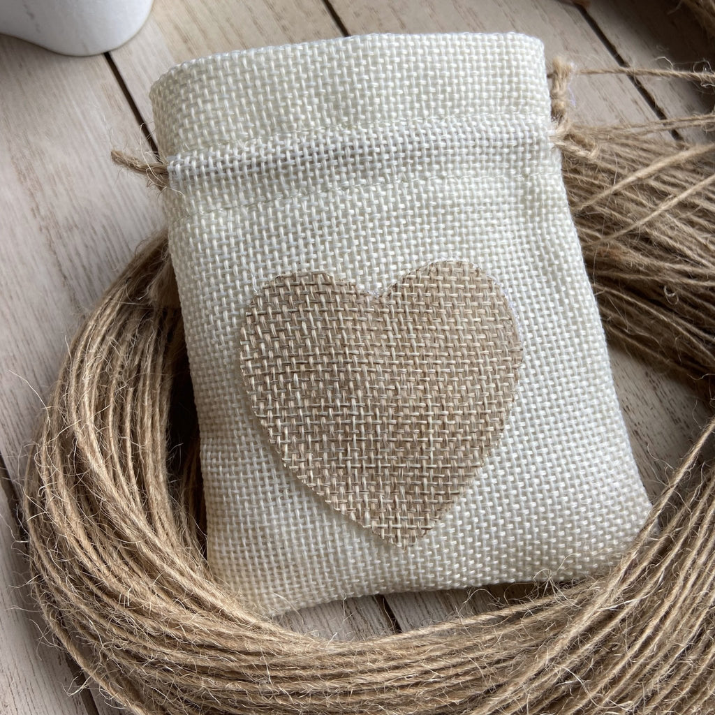 Cream Heart Hessian Confetti Bag - Confetti Bee