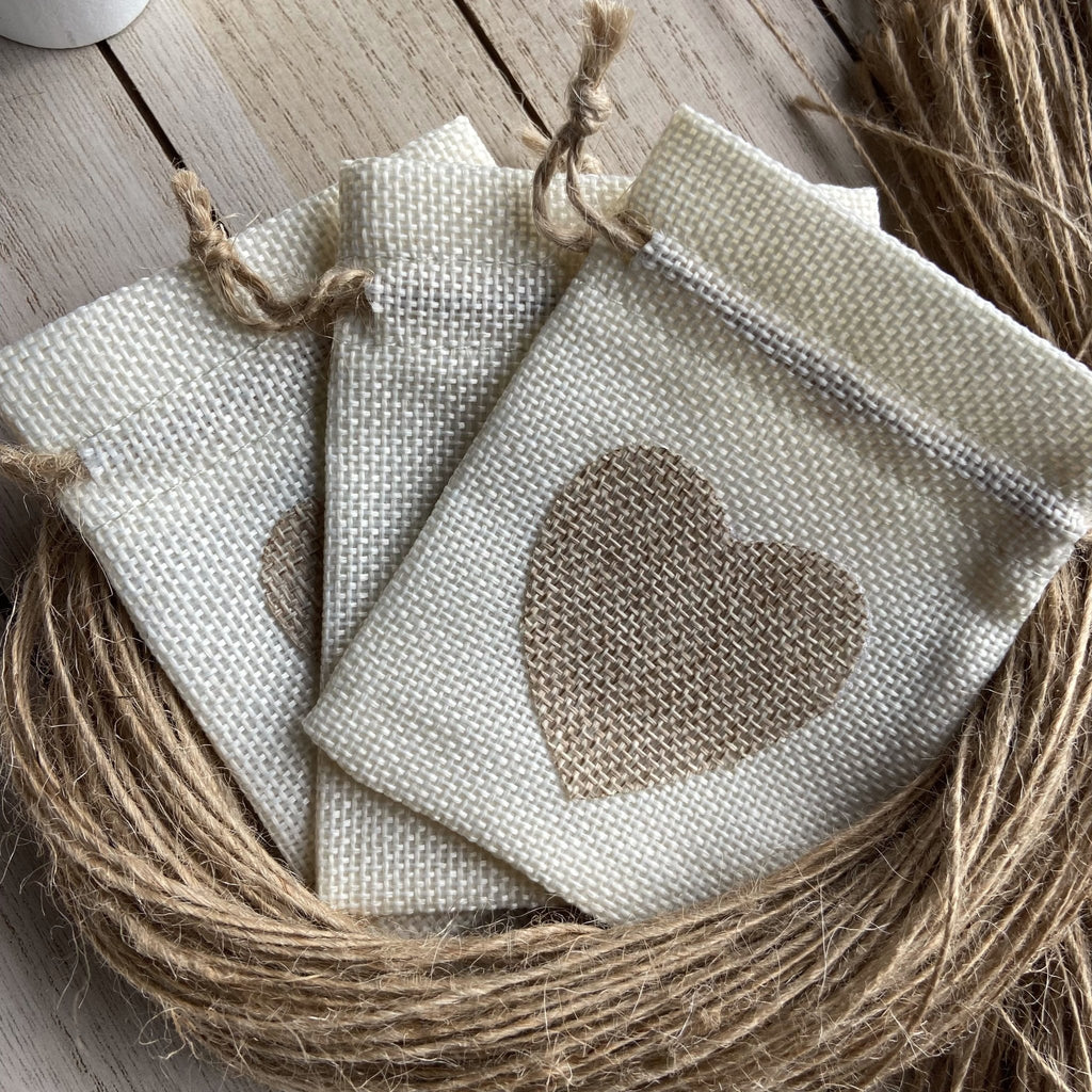 Cream Heart Hessian Confetti Bag - Confetti Bee