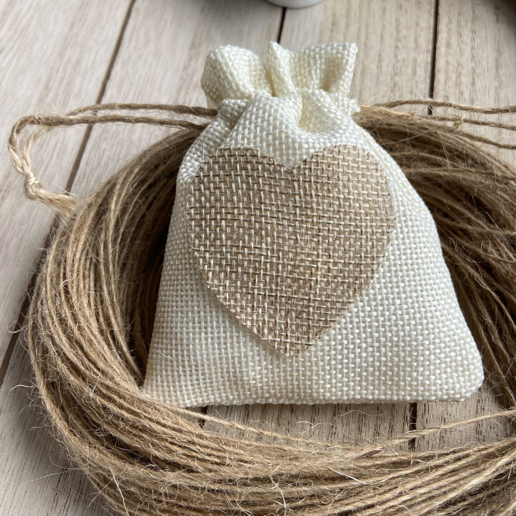 Cream Heart Hessian Confetti Bag - Confetti Bee