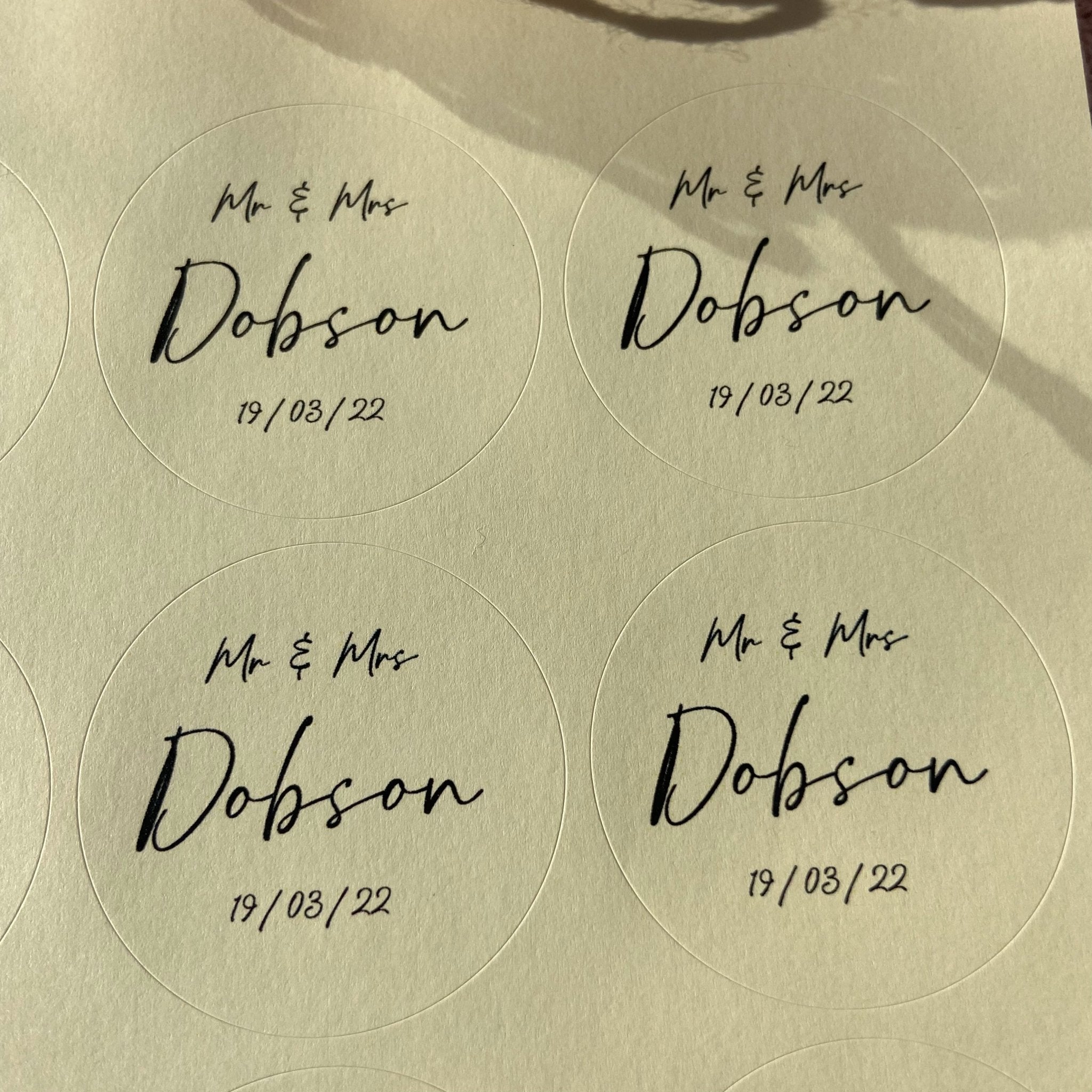 Cream Personalised Stickers - Mr & Mrs Design 1 | Confetti Bee