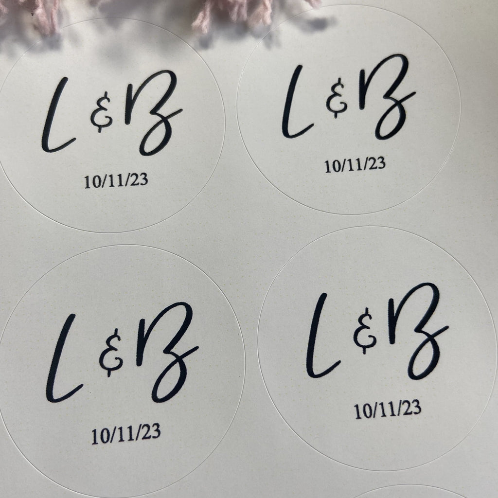 Gloss White Personalised Stickers - Initials Design 3 - Confetti Bee