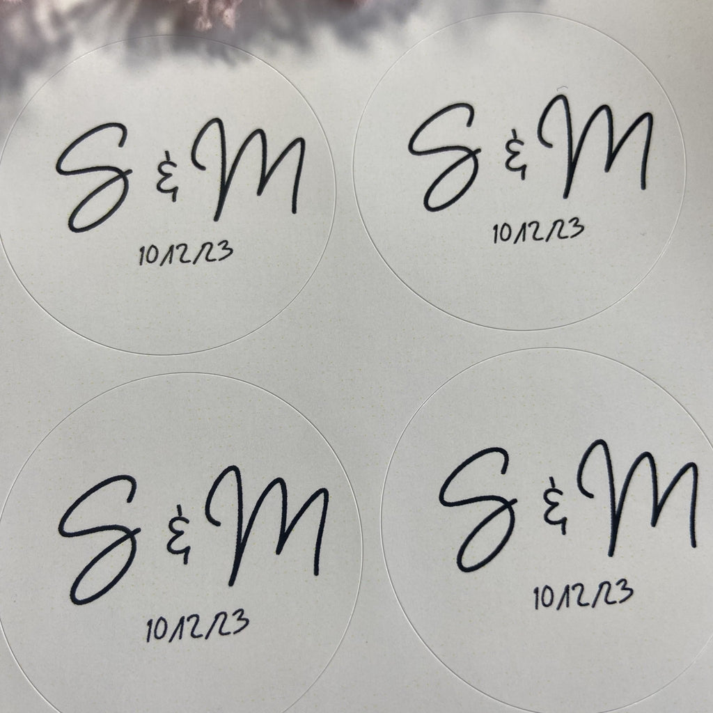 Gloss White Personalised Stickers - Initials Design 4 - Confetti Bee