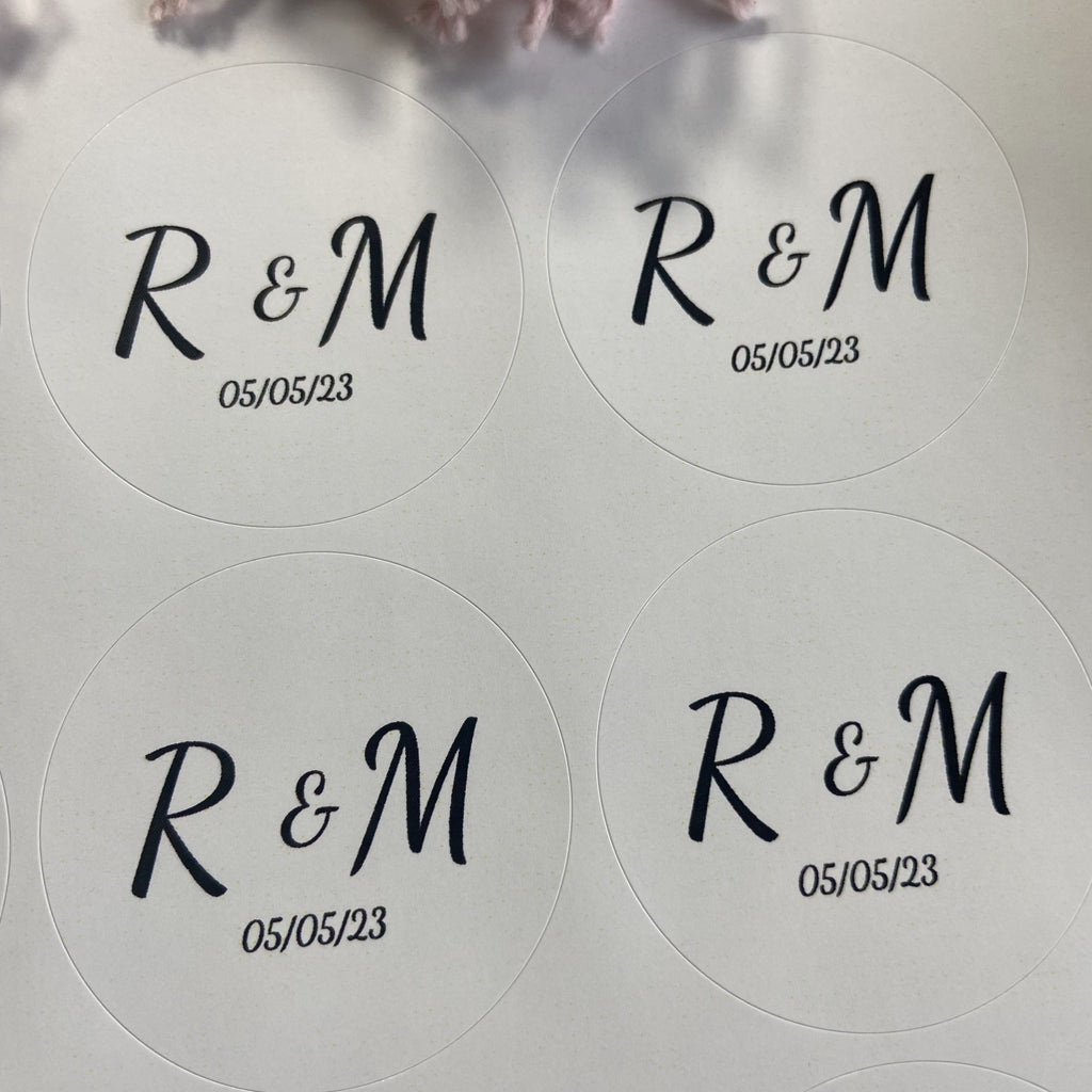 Gloss White Personalised Stickers - Initials Design 5 - Confetti Bee