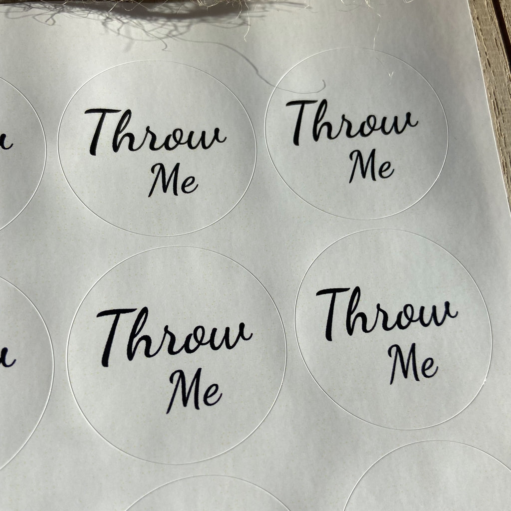 Empty Me Sticker Gloss White Stickers - Throw Me Design 5 | Wedding Stickers | Confetti Bee