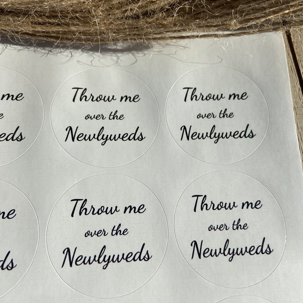Gloss White Stickers - Throw Me Over The Newlyweds Design 5 - Confetti Bee