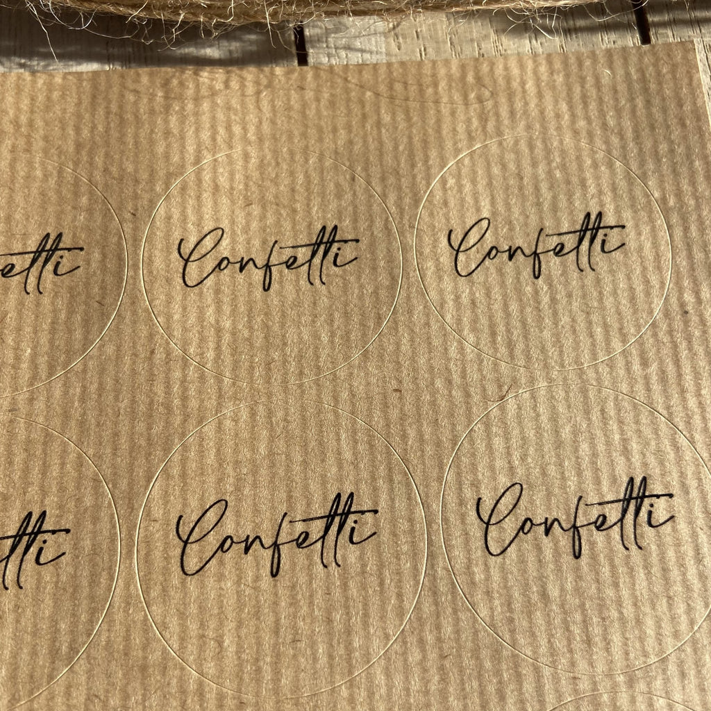 Kraft Brown Stickers - Confetti Design 2 | Wedding Stickers | Confetti Bee