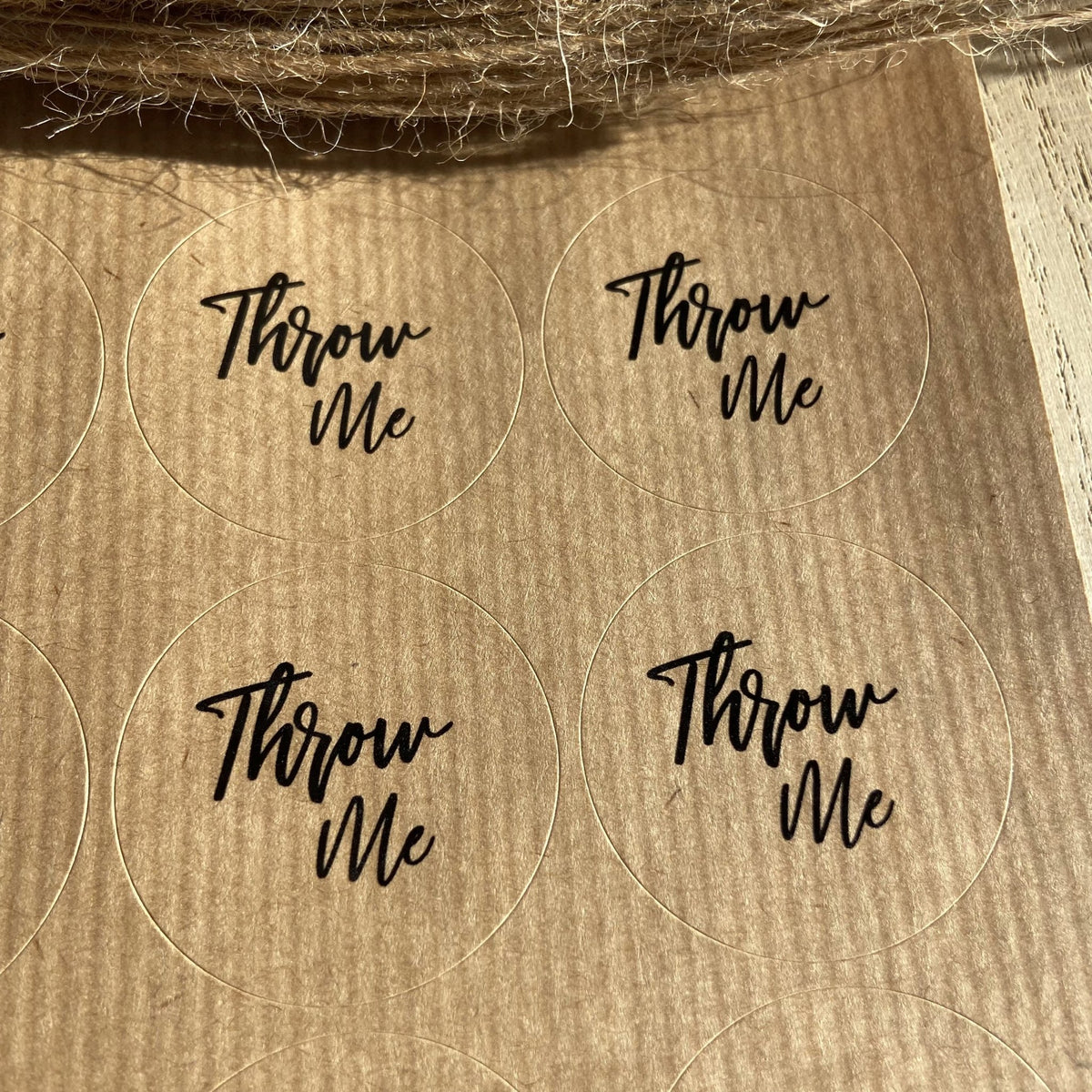 Kraft Brown Stickers - Throw Me Design 1 | Wedding Stickers | Confetti Bee