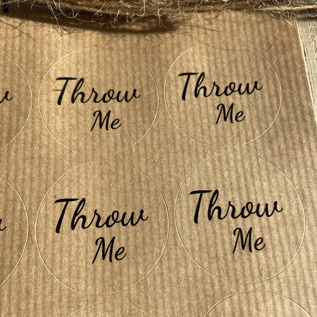 Kraft Brown Stickers - Throw Me Design 5 | Wedding Stickers | Confetti Bee