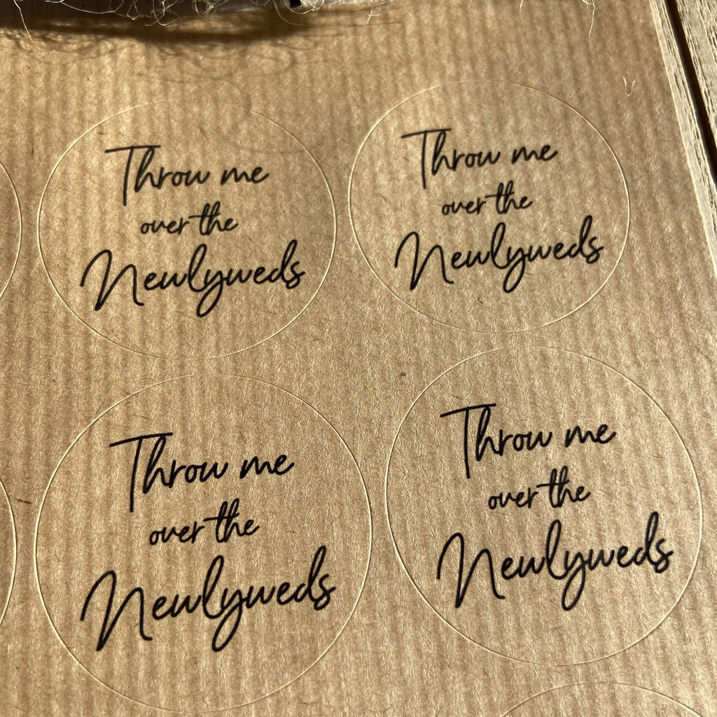 Kraft Brown Stickers - Throw Me Over The Newlyweds Design 3 - Confetti Bee