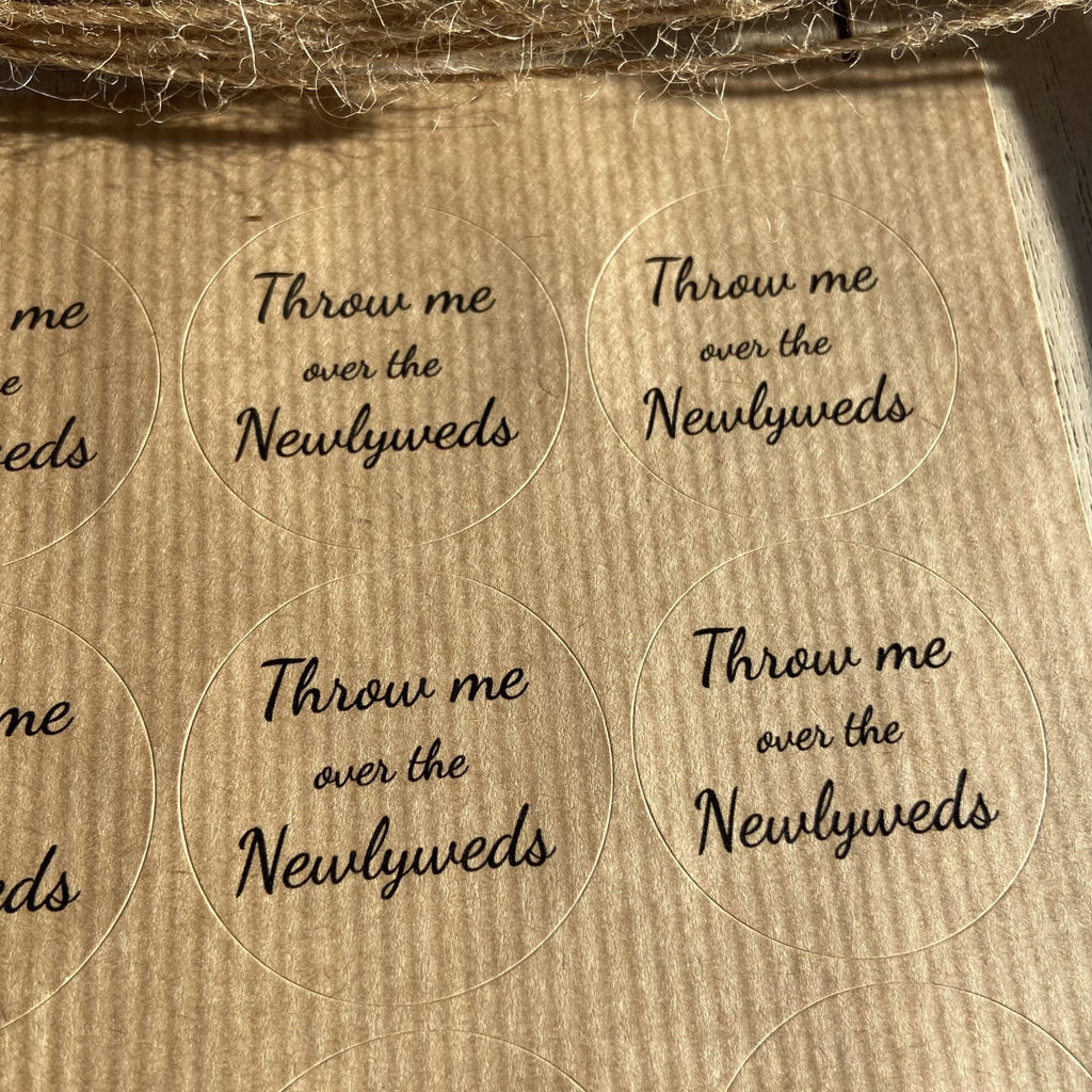 Kraft Brown Stickers - Throw Me Over The Newlyweds Design 5 - Confetti Bee
