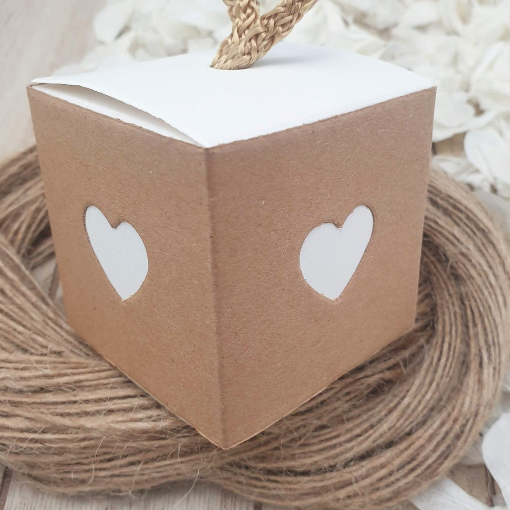 Kraft Brown & White Heart Confetti Box - Confetti Bee