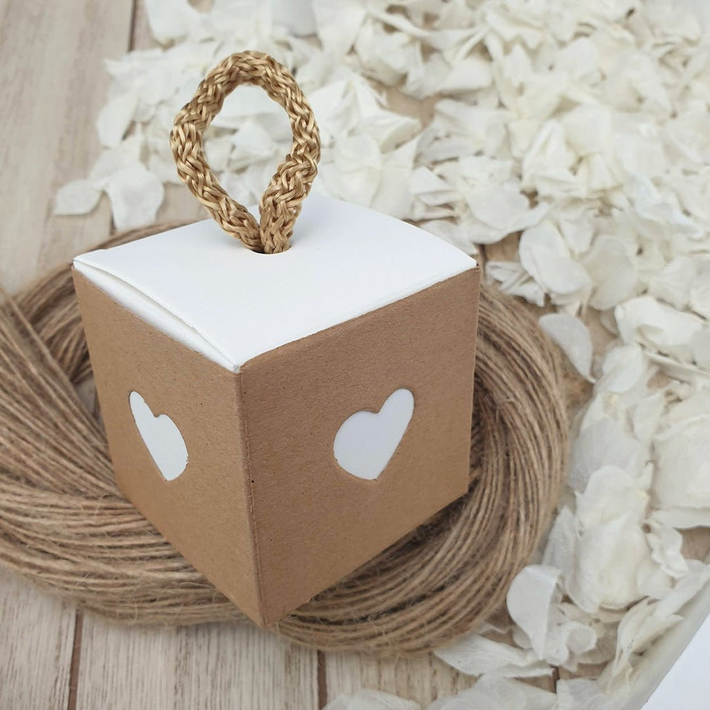 Kraft Brown & White Heart Confetti Box - Confetti Bee