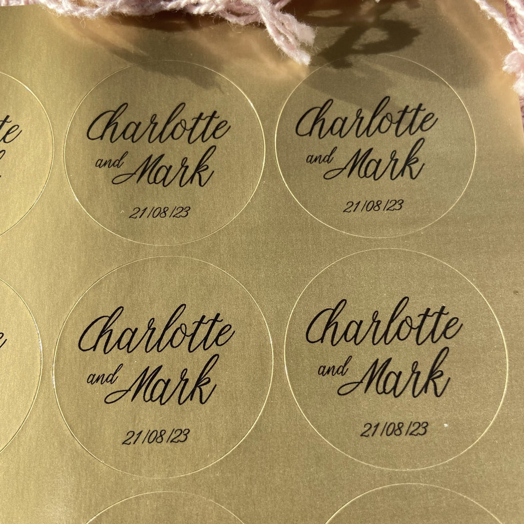 Gold Stickers Wedding Personalised Metallic Gold Stickers