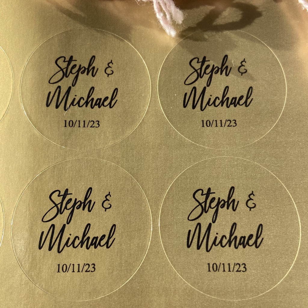 Metallic Gold Personalised Stickers - Names Design 3 - Confetti Bee