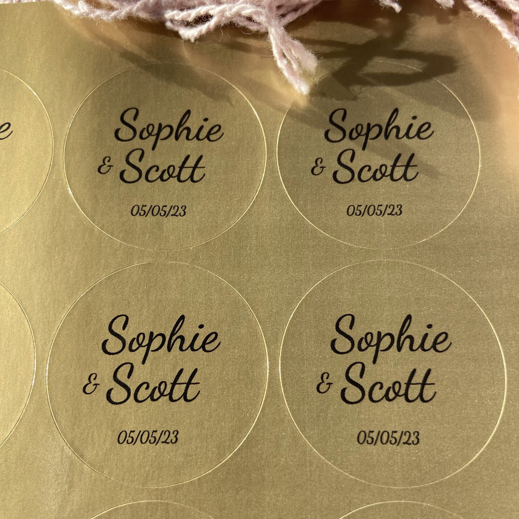 Gift Sticker Labels Gold Metallic Gold Personalised Stickers - Names Design 5 | Confetti Bee