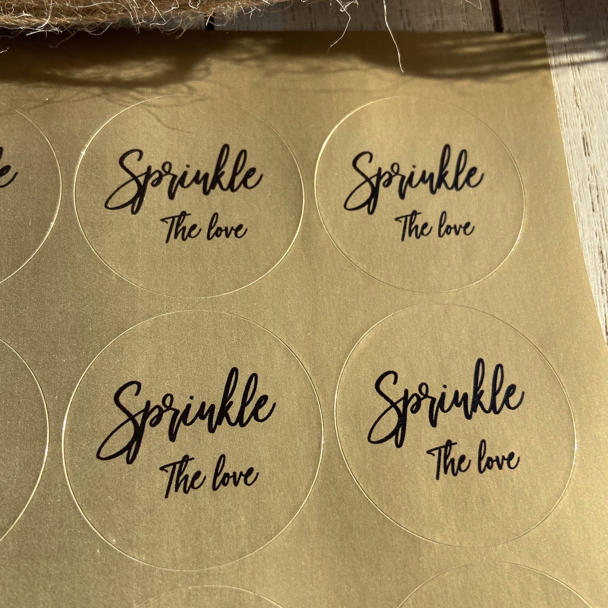 Sprinkle Container Sticker Metallic Gold Stickers - Sprinkle The Love Design 1 | Wedding Stickers ...