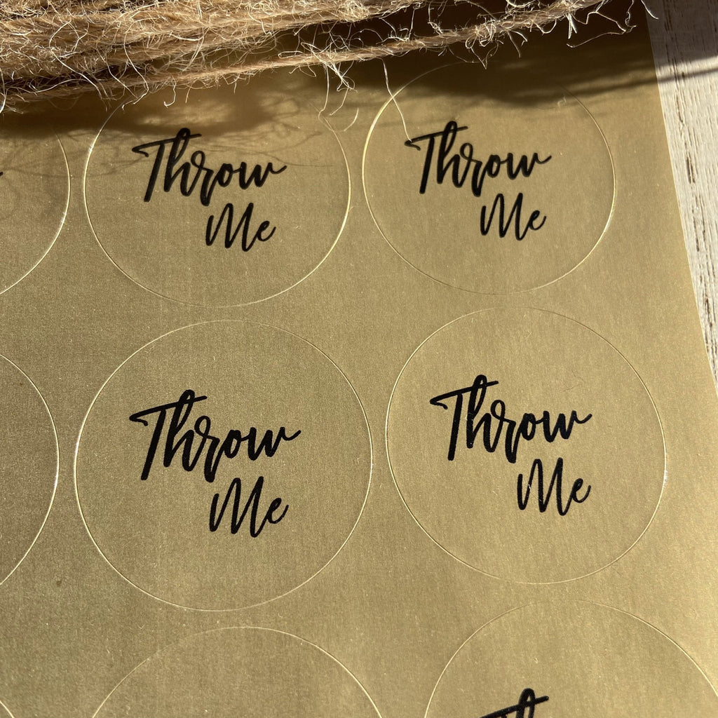 Metallic Gold Stickers - Throw Me Design 1 - Confetti Bee