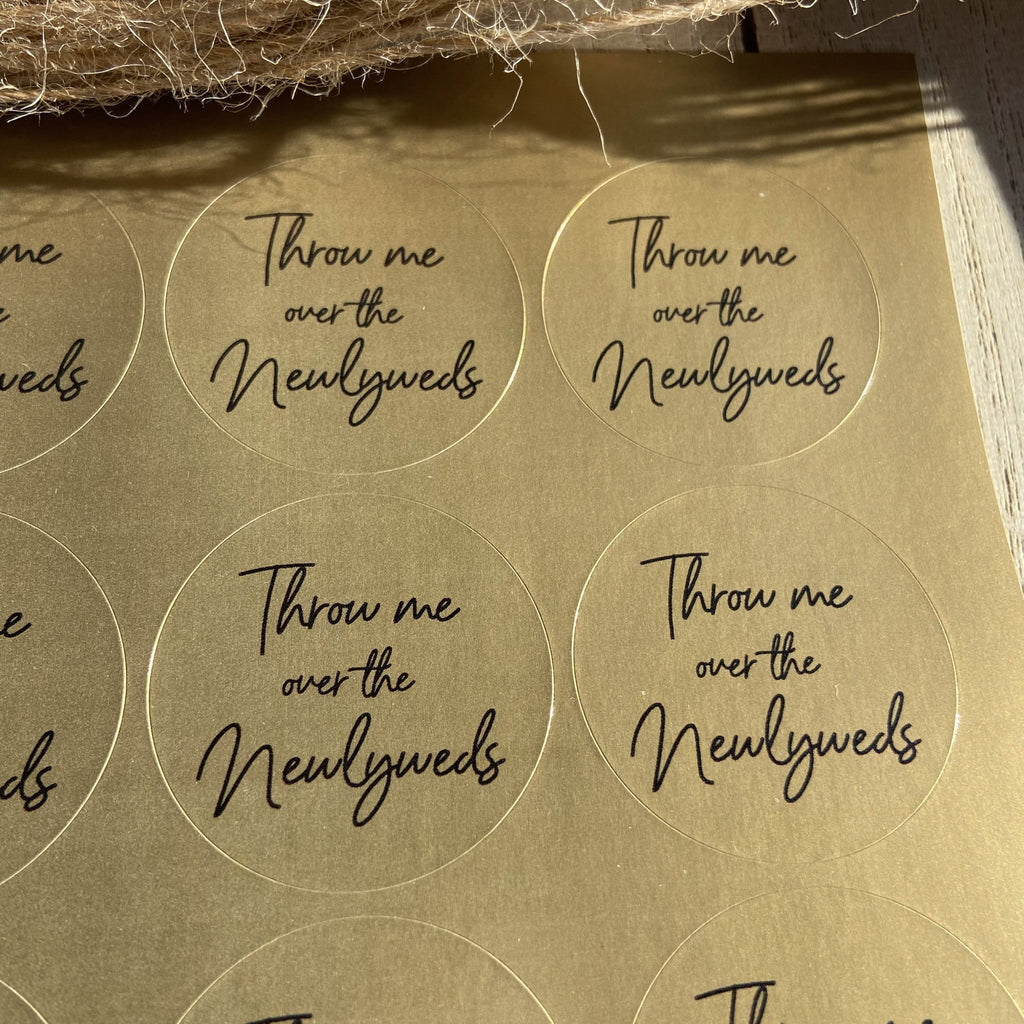 Metallic Gold Stickers - Throw Me Over The Newlyweds Design 3 - Confetti Bee