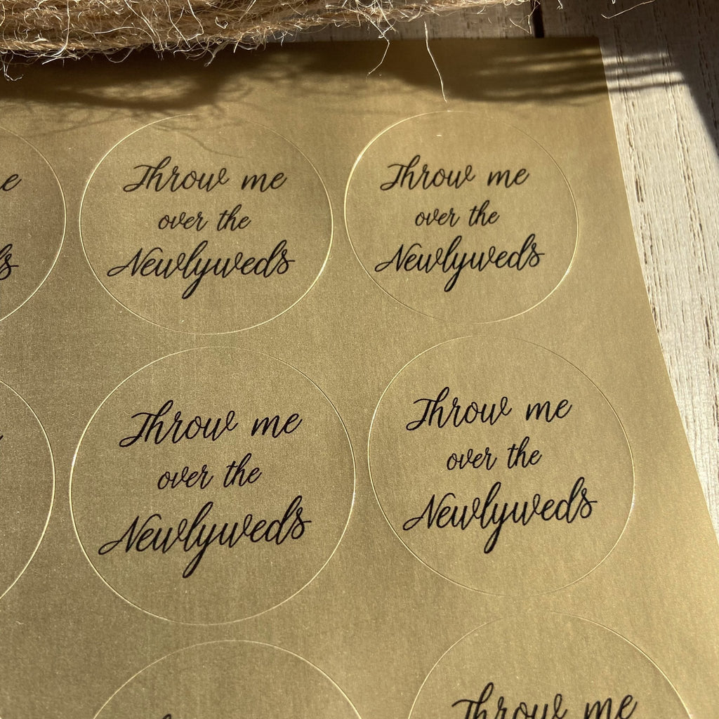 Metallic Gold Stickers - Throw Me Over The Newlyweds Design 4 - Confetti Bee
