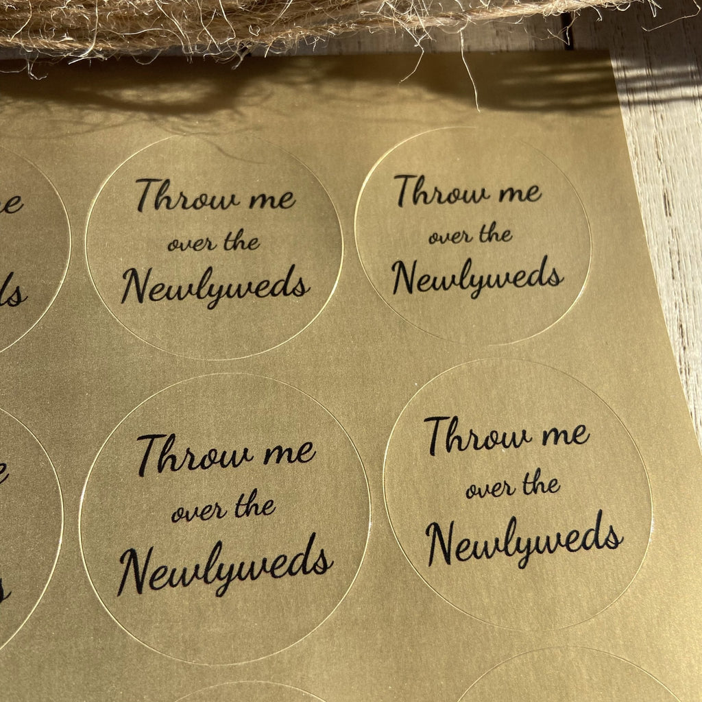 Metallic Gold Stickers - Throw Me Over The Newlyweds Design 5 - Confetti Bee